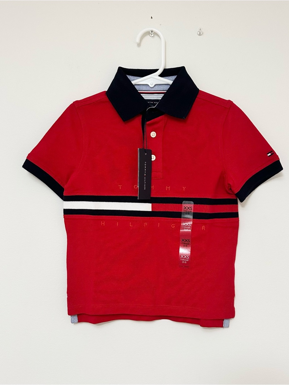 NEW Little Boys' Size 2T/3T Tommy Hilfiger Red Embroidered Tino Polo Shirt NWT
